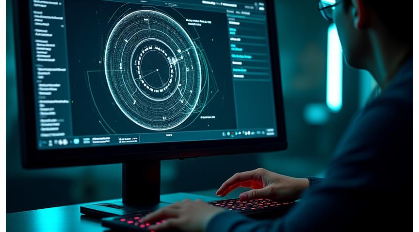 Complex orbital trajectories visualized on a screen