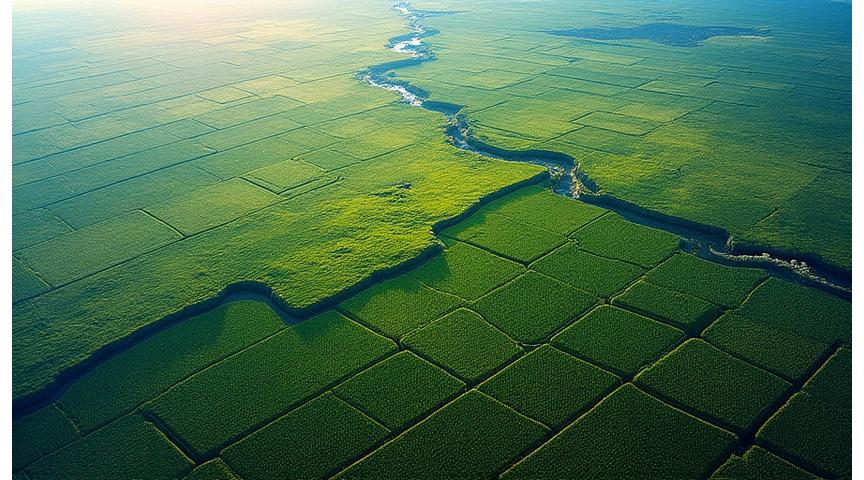 Satellite view of Earth's agricultural fields